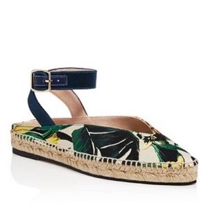 Stuart Weitzman Shoes Toga Floral Printed Espadrille Ankle Strap Flats Size 9.5